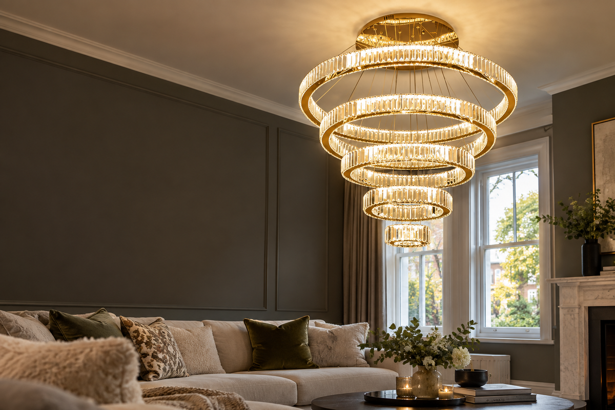 ChandeliersLife modern crystal ring chandelier in a British living room