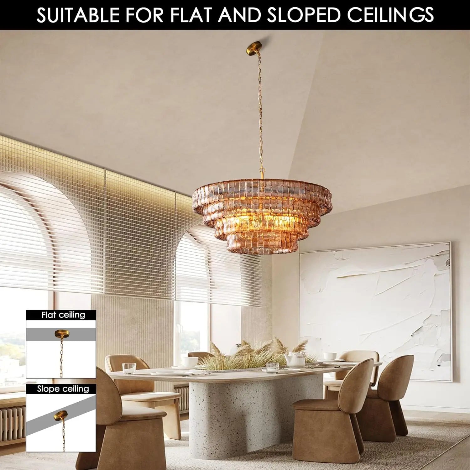 Modern Golden Amber Glass Chandelier ChandeliersLife®
