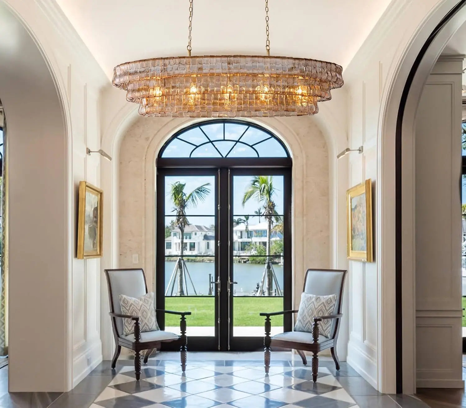 Modern Golden Amber Glass Chandelier ChandeliersLife®
