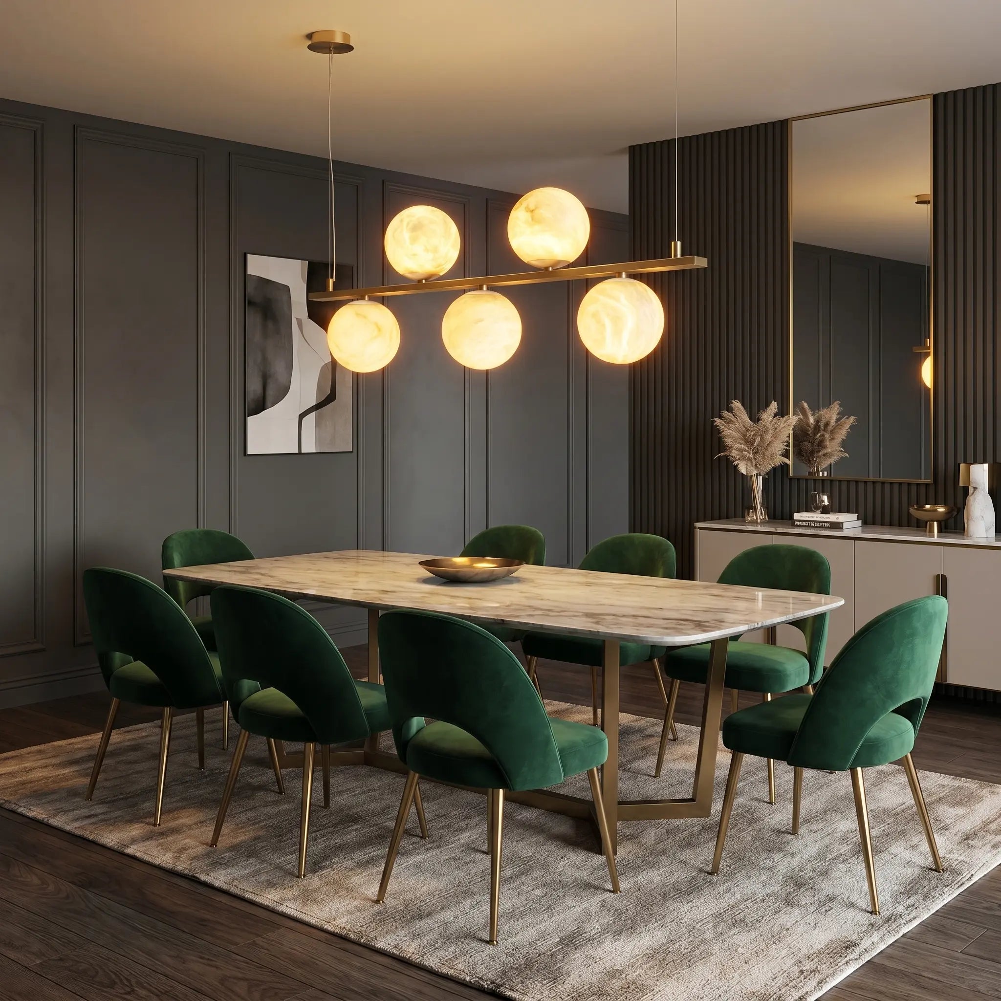 Brass Linear Alabaster Pendant Light Yiosi