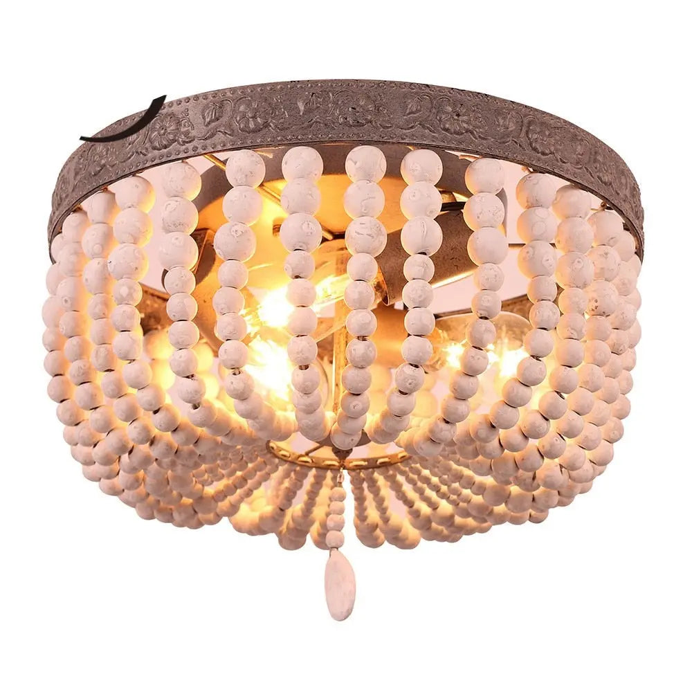 Retro Vintage Rustic Round Wooden Bead Ceiling Lights ChandeliersLife®