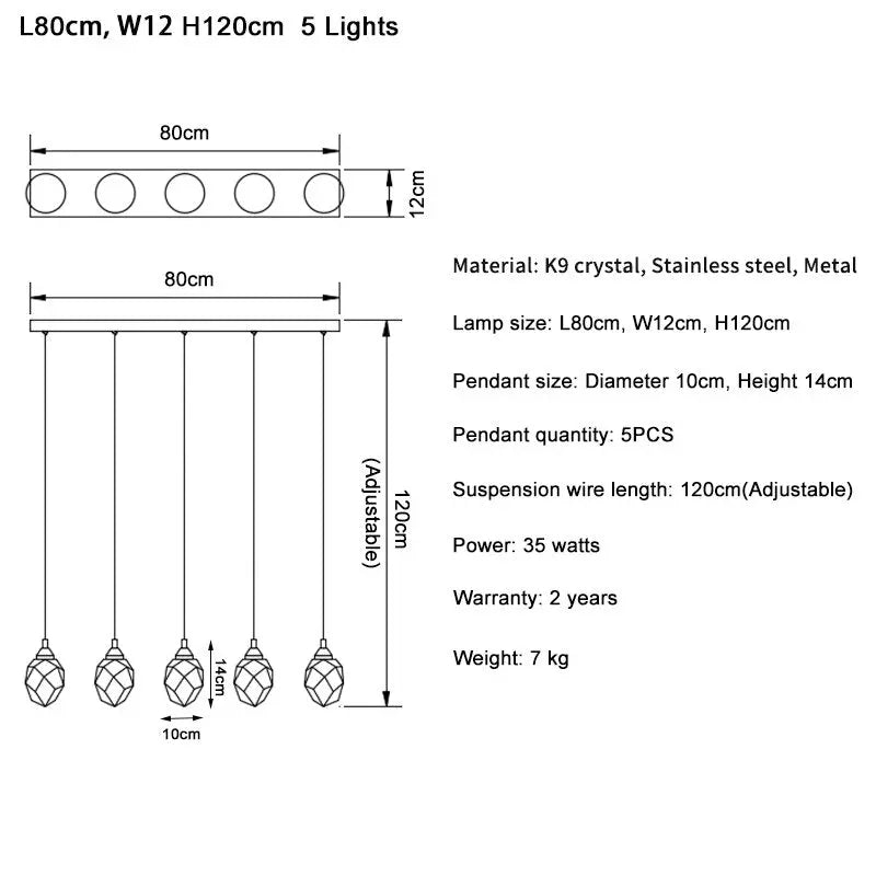 Luxury Long Diamond Crystal Ball Chandelier ChandeliersLife®