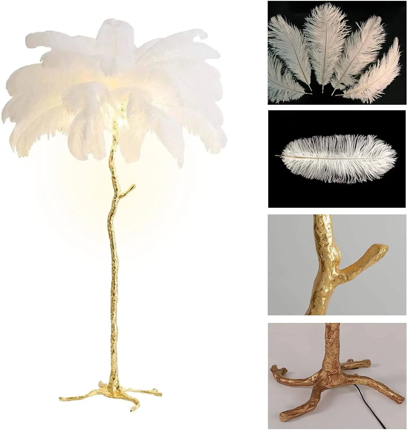 Luxury Modern Ostrich Feather Palm Tree Floor Lamp ChandeliersLife®