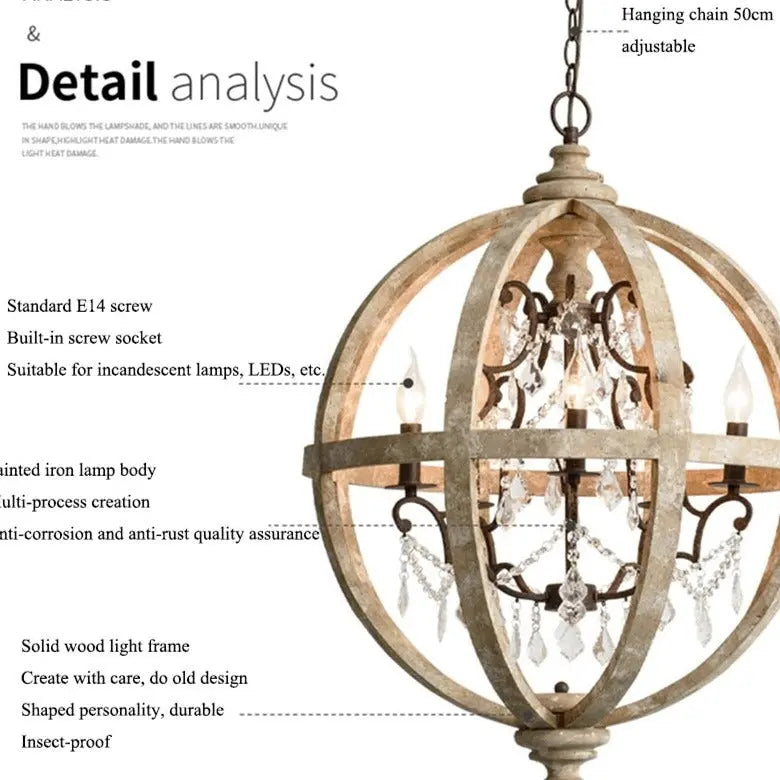 Retro Solid Wood Hanging Chandelier ChandeliersLife®