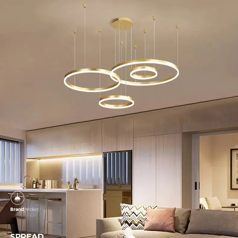 Art Deco Gold Shape Pendant Led Chandelier Nordic