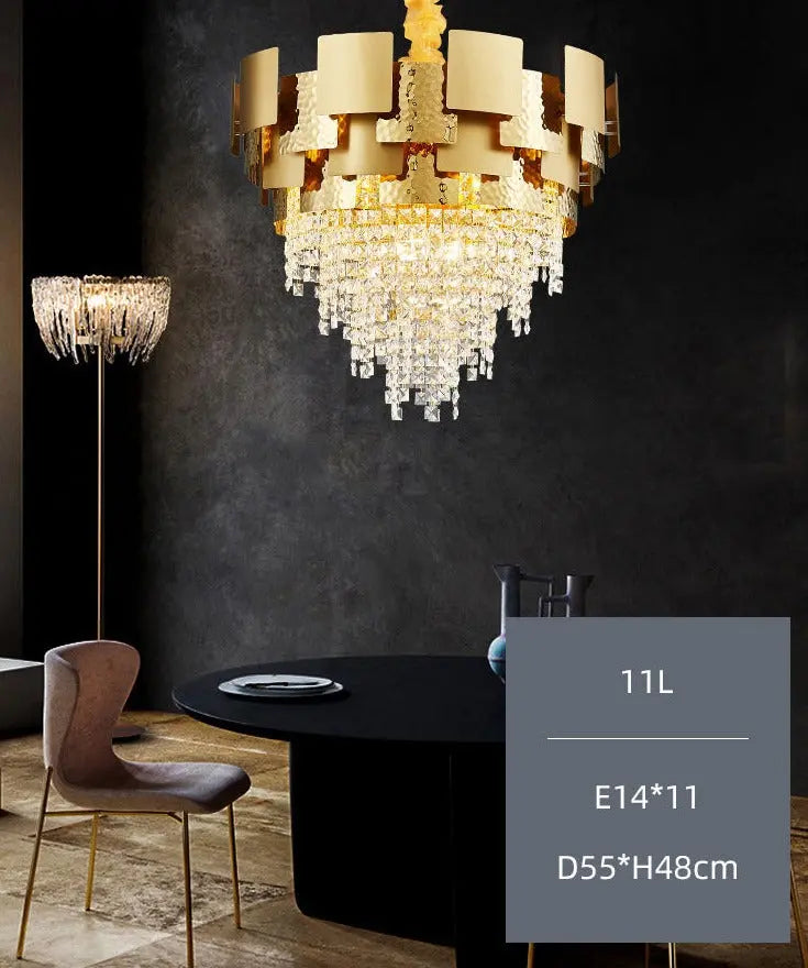 Luxury Rectangular Round Gold High Class Crystal Chandelier ChandeliersLife®