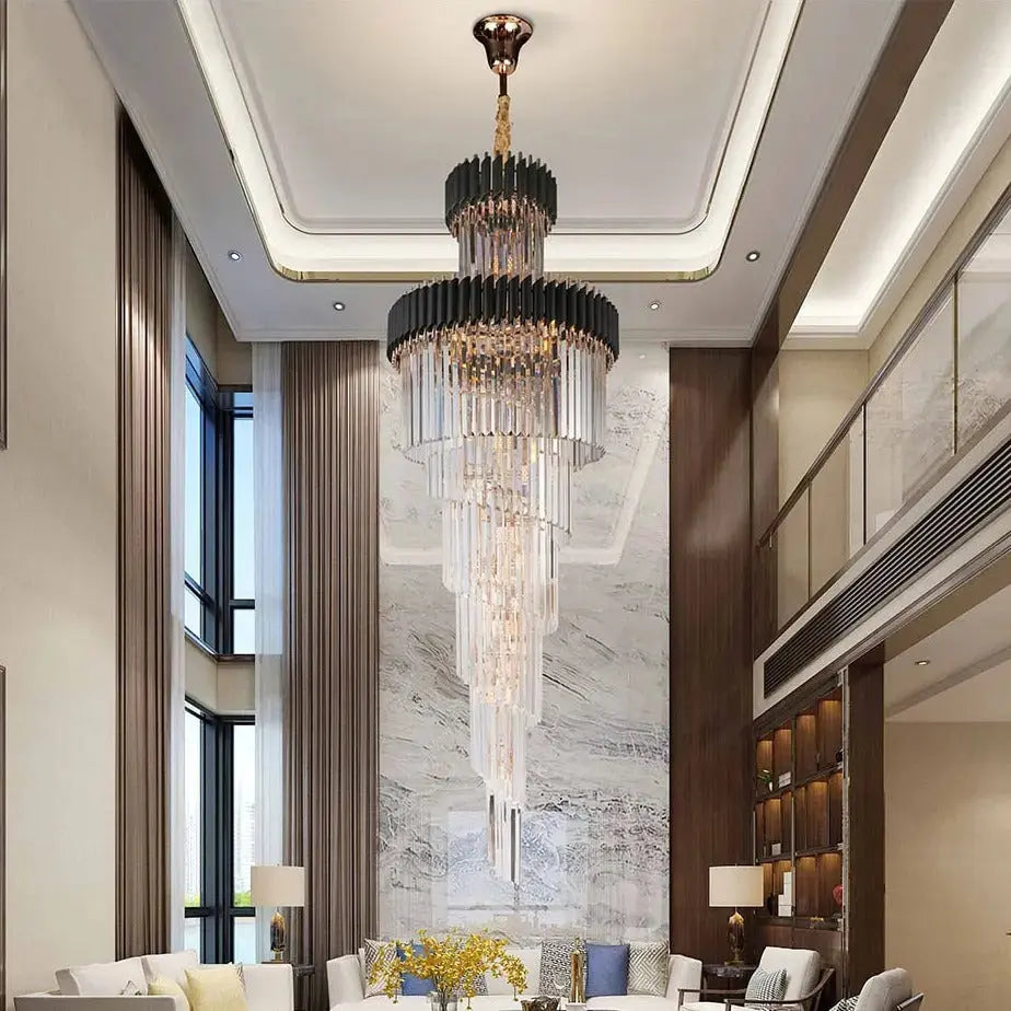 Long Loft Black Crystal Chandelier ChandeliersLife®