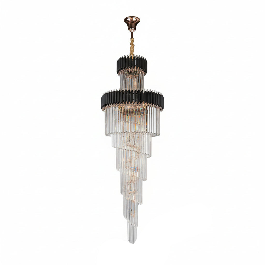 Long Loft Black Crystal Chandelier ChandeliersLife®