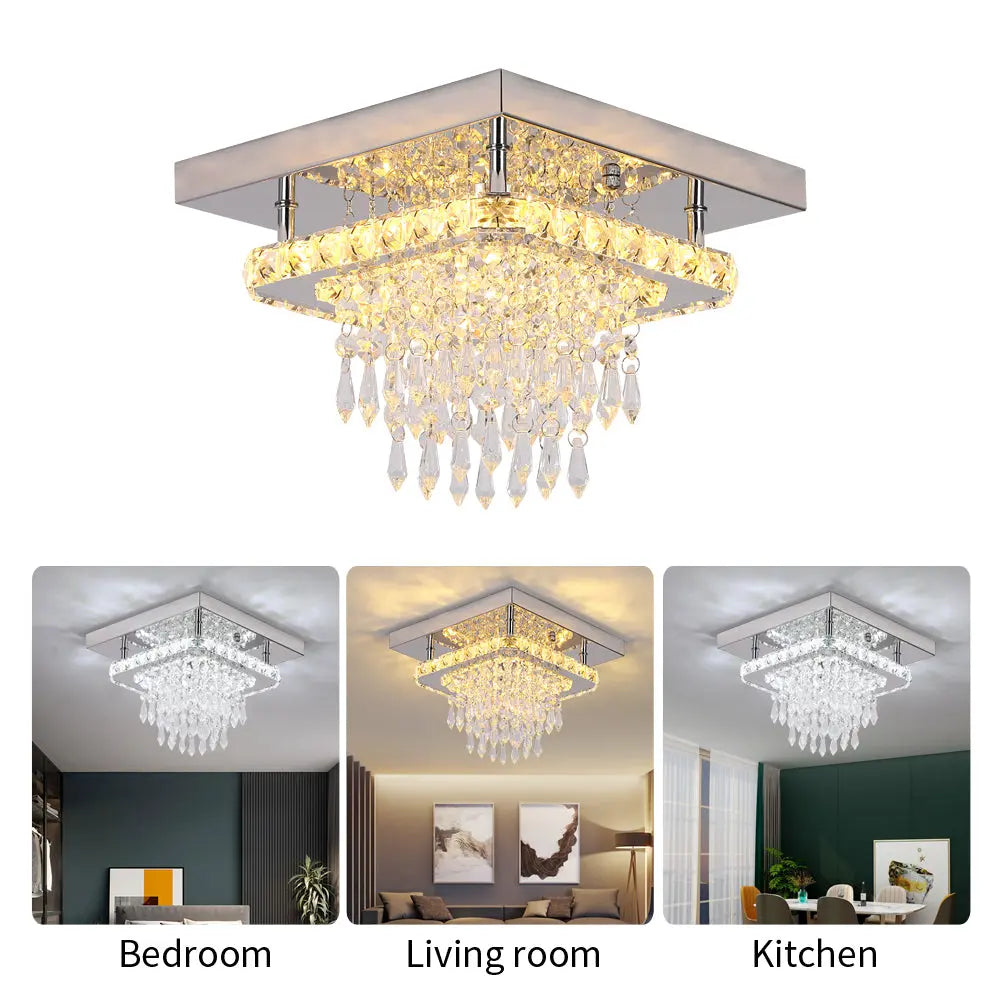 Modern Square Raindrop Ceiling Chandelier GreeLustr