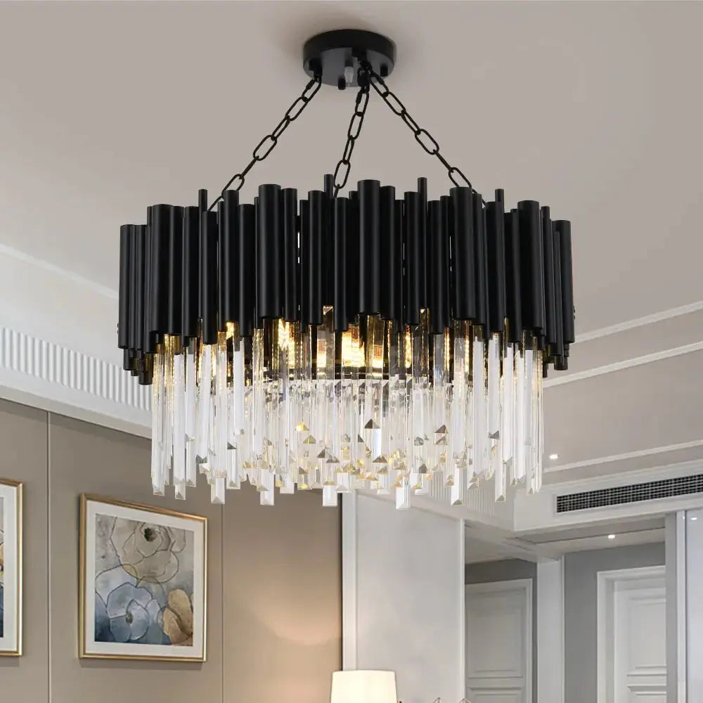 Modern Luxury Round Crystal Black Chandelier ChandeliersLife®