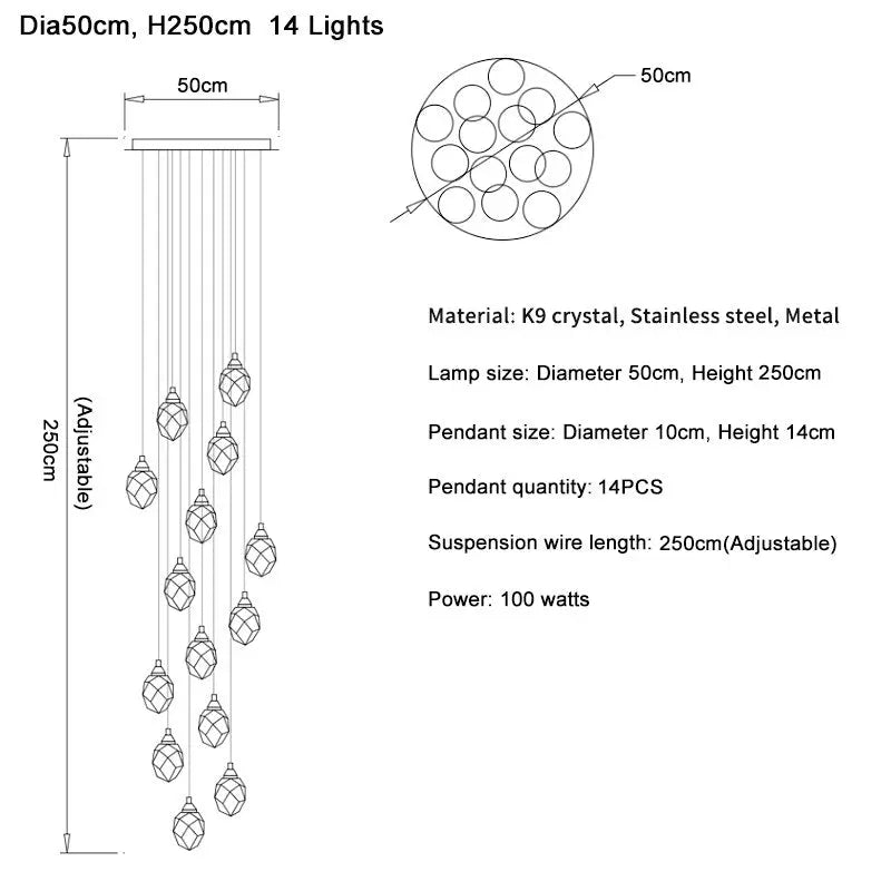 Luxury Long Diamond Crystal Ball Chandelier ChandeliersLife®