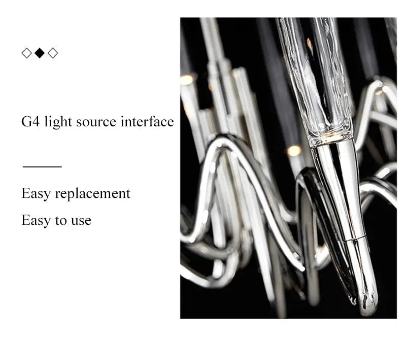 Luxury Nordic Tree Branch Candle Shaped Crystal Chandelier - Silver ChandeliersLife®