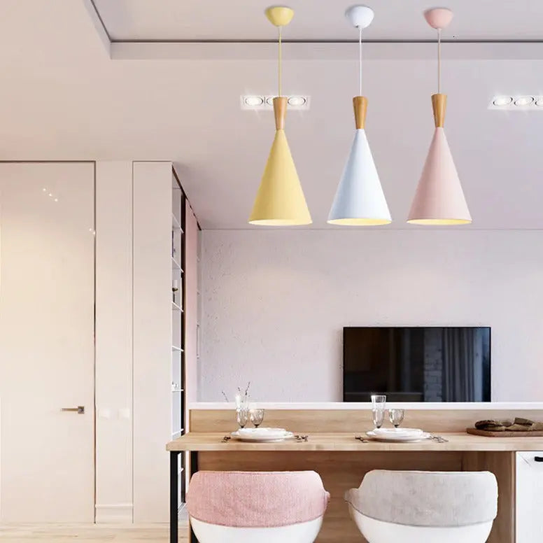 Creative Multicolor Wood Hanging Lamp Nordic