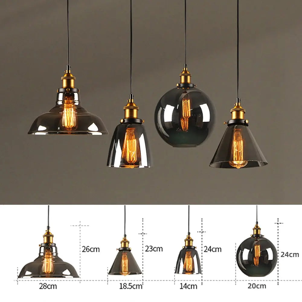 Industrial Retro Smoky Glass Vintage Pendant Lights ChandeliersLife®