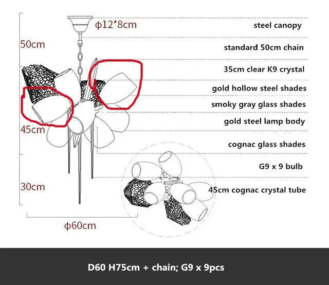 Modern Luxury Villa Glass Chandelier ChandeliersLife®
