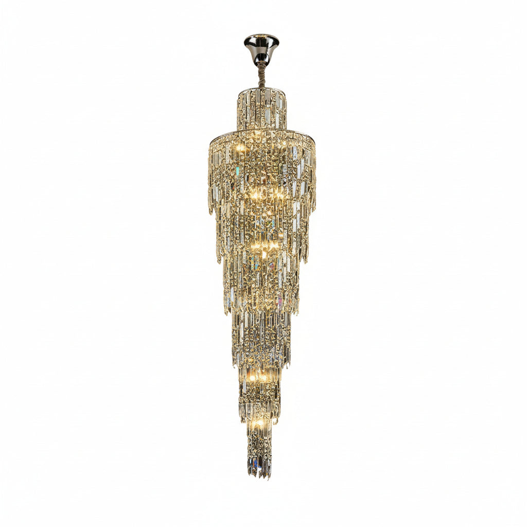 Rotating Staircase Crystal Chandelier