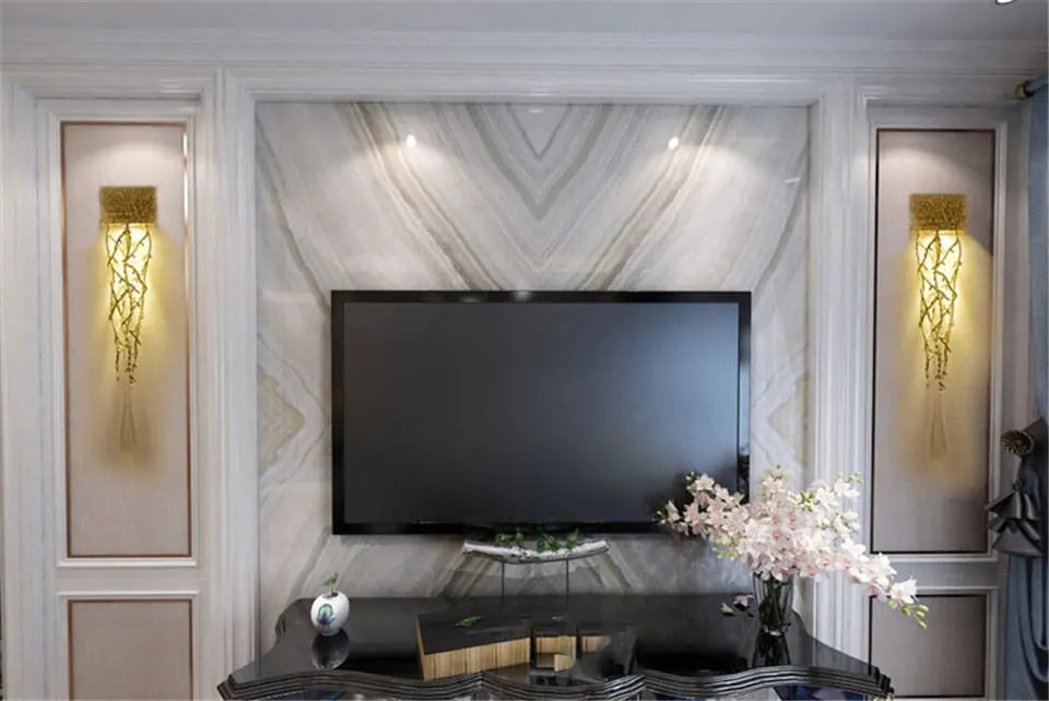 Nordic Transparent Crystal Gold Wall Lamp ChandeliersLife®