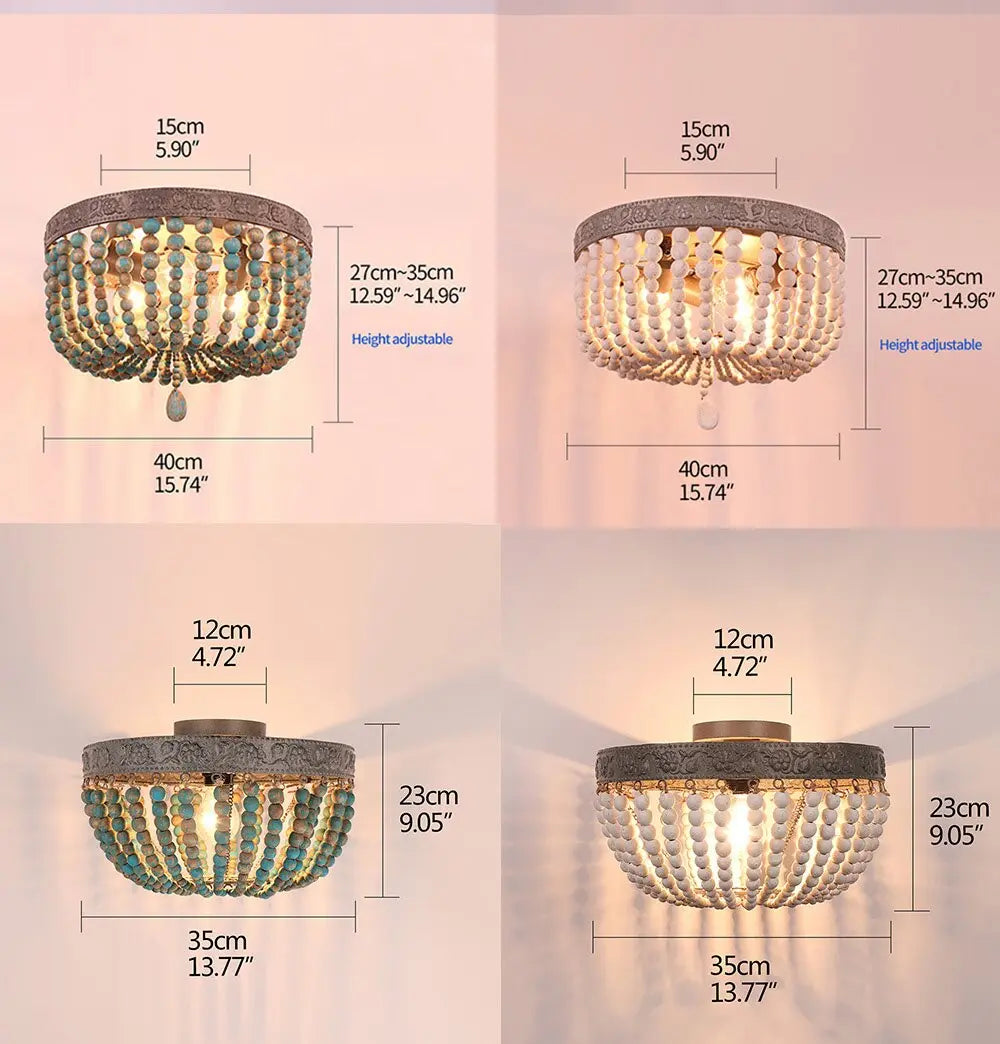 Retro Vintage Rustic Round Wooden Bead Ceiling Lights ChandeliersLife®