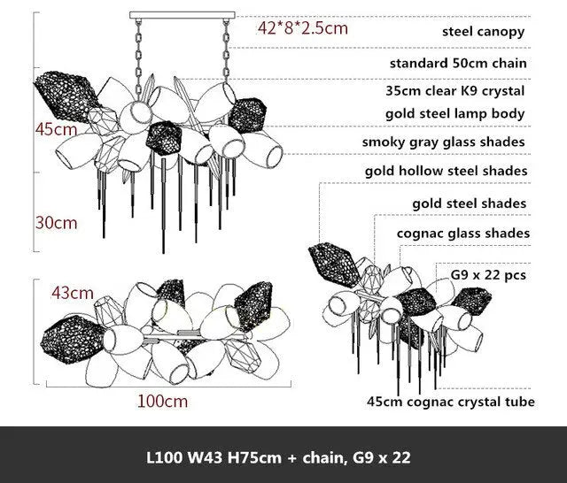 Modern Luxury Villa Glass Chandelier ChandeliersLife®