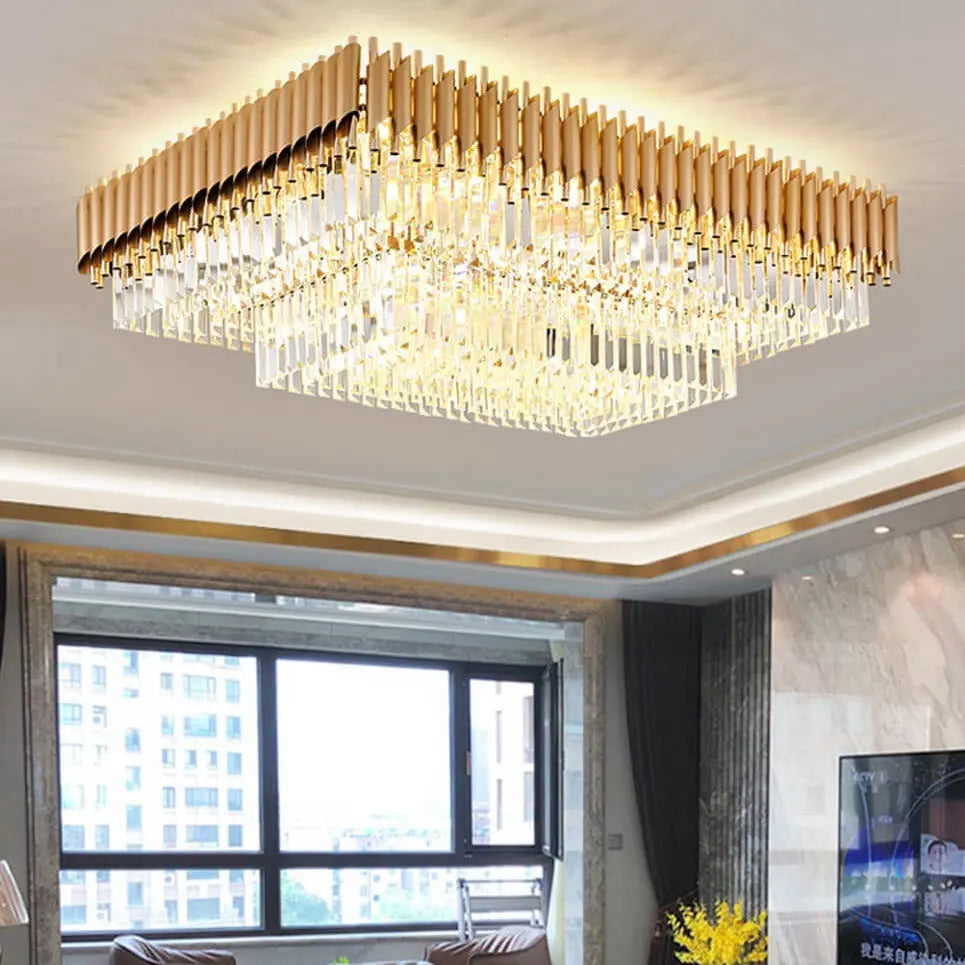 Rectangle Crystal Designer Ceiling Chandelier ChandeliersLife®