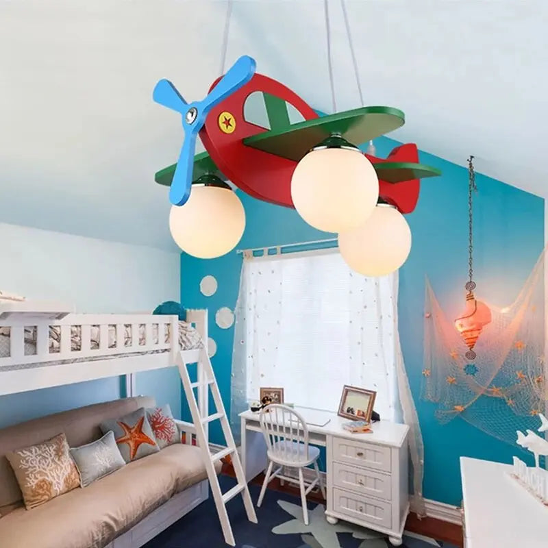Wood Airplane Chandelier For Children Kids Boy Bedroom ChandeliersLife®