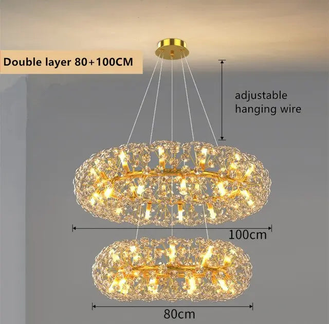 Modern Gold Crystal Circular Hanging Chandelier ChandeliersLife®