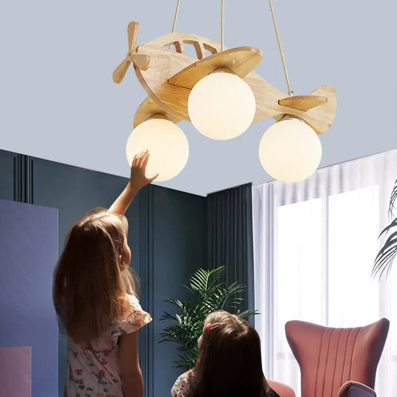 Wood Airplane Chandelier For Children Kids Boy Bedroom ChandeliersLife®