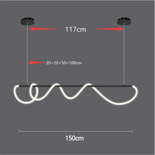 Modern Long Hose Led Chandelier - Black ChandeliersLife®
