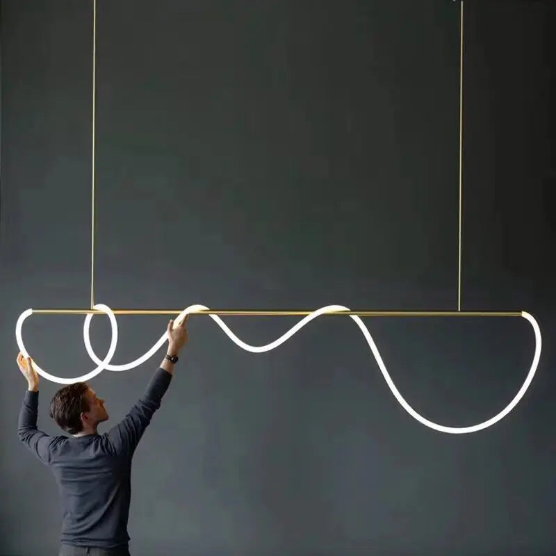 Modern Long Hose Led Chandelier - Brass ChandeliersLife®