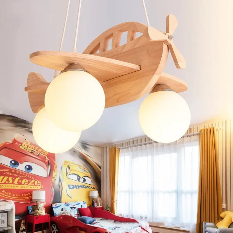 Wood Airplane Chandelier For Children Kids Boy Bedroom ChandeliersLife®